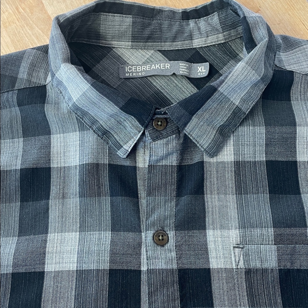 Icebreaker Departure II Merino Long Sleeve Shirt black grey plaid men’s size XL - Picture 14 of 15